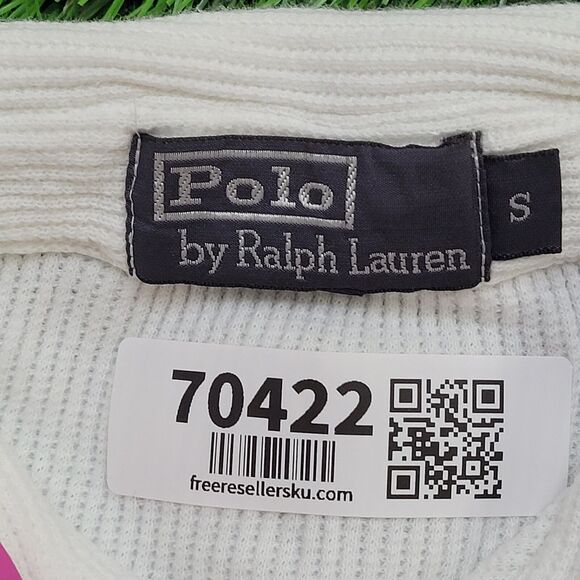 VTG Y2K Polo Ralph Lauren Waffle Knit Polo Mens S Cropped Boxy Fit - Picture 12 of 14